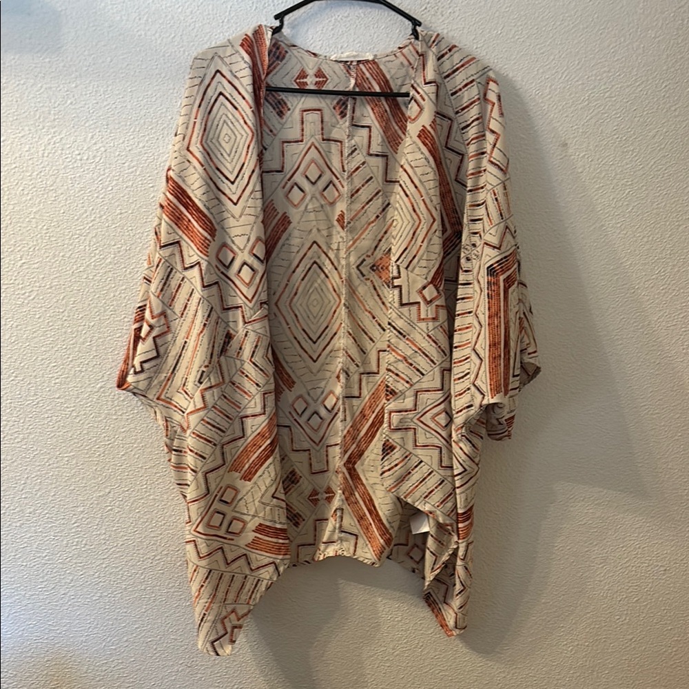 Painted Threads Patterned Kimono Cardigan